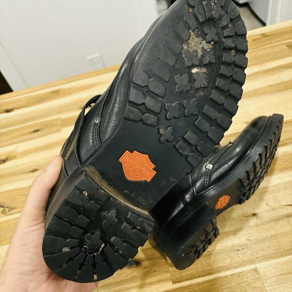 Harley-Davidson Men's Faded Glory Black Leather Motorcycle Riding Boots Size 10 - Picture 10 of 13